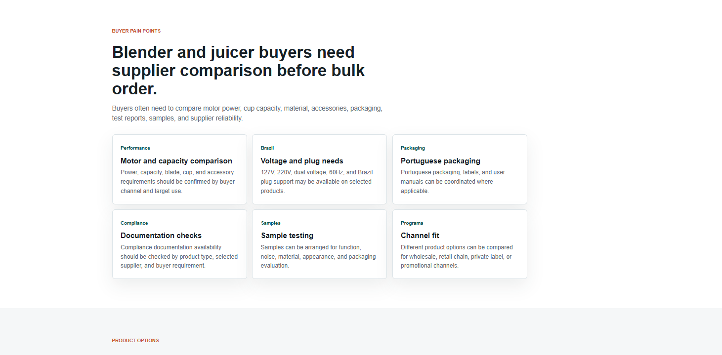 Blender assembly, testing, packing, sealing, carton, and transportation process reference