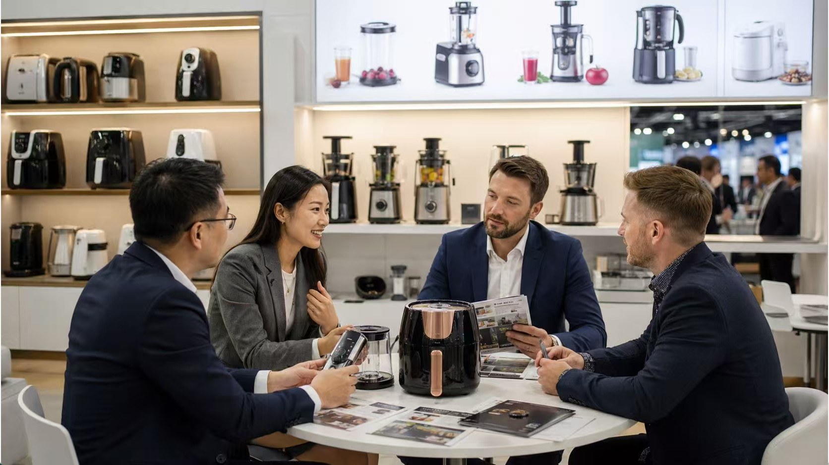 Small appliance buyer meeting for product selection and sample review