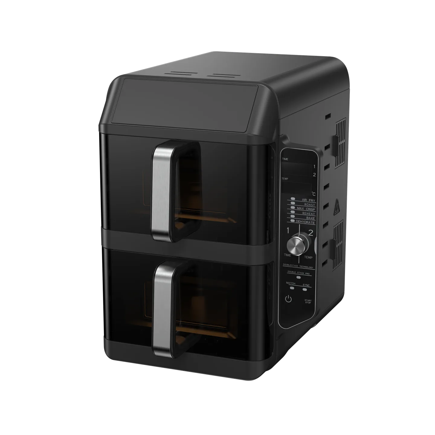 Stacked Dual-Basket Air Fryer with Side Controls