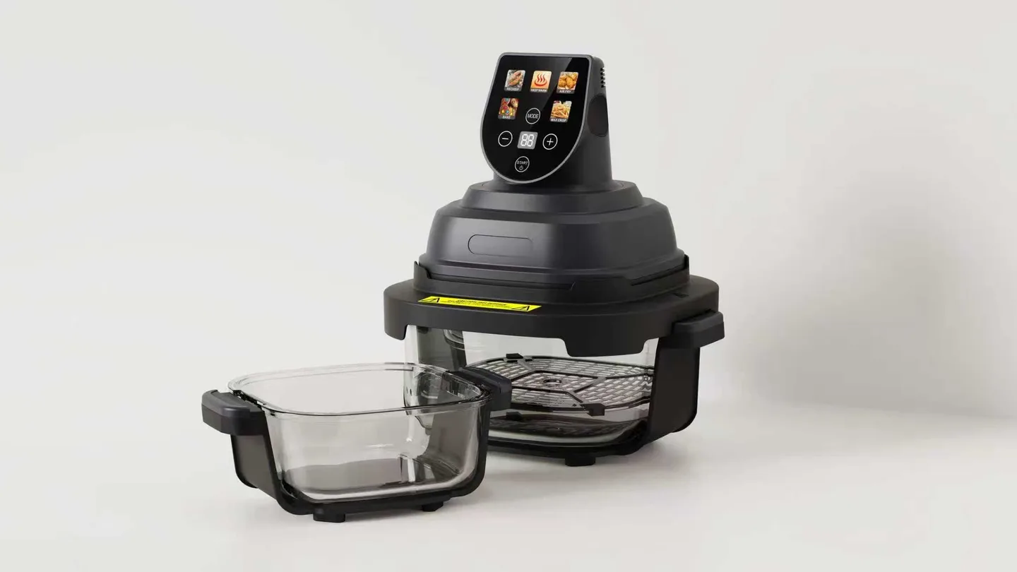 Air Fryer with Two Interchangeable Glass Pots